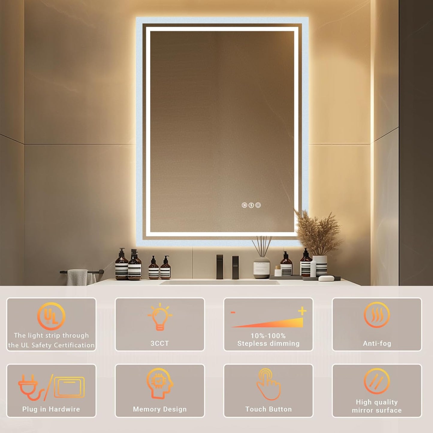 Full-Length Mirror with Built-In LED