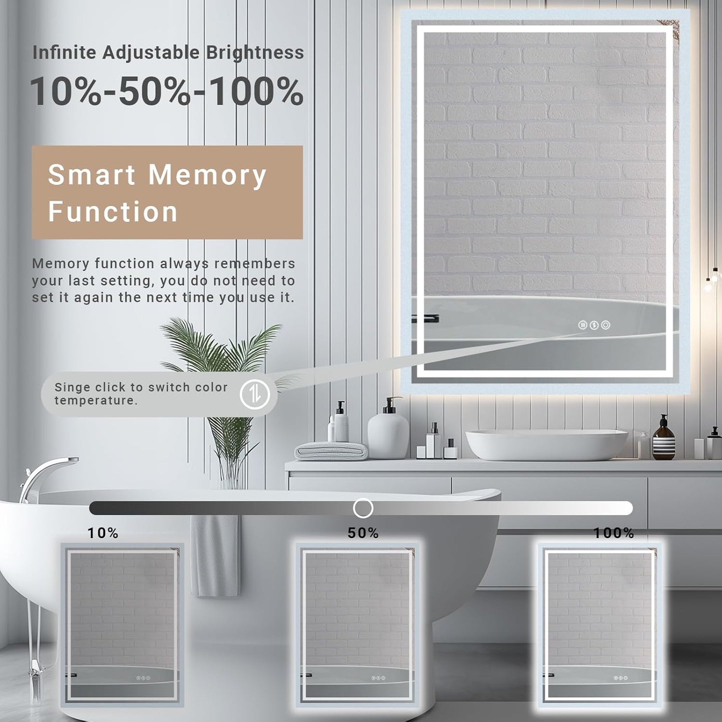 Full-Length Mirror with Built-In LED